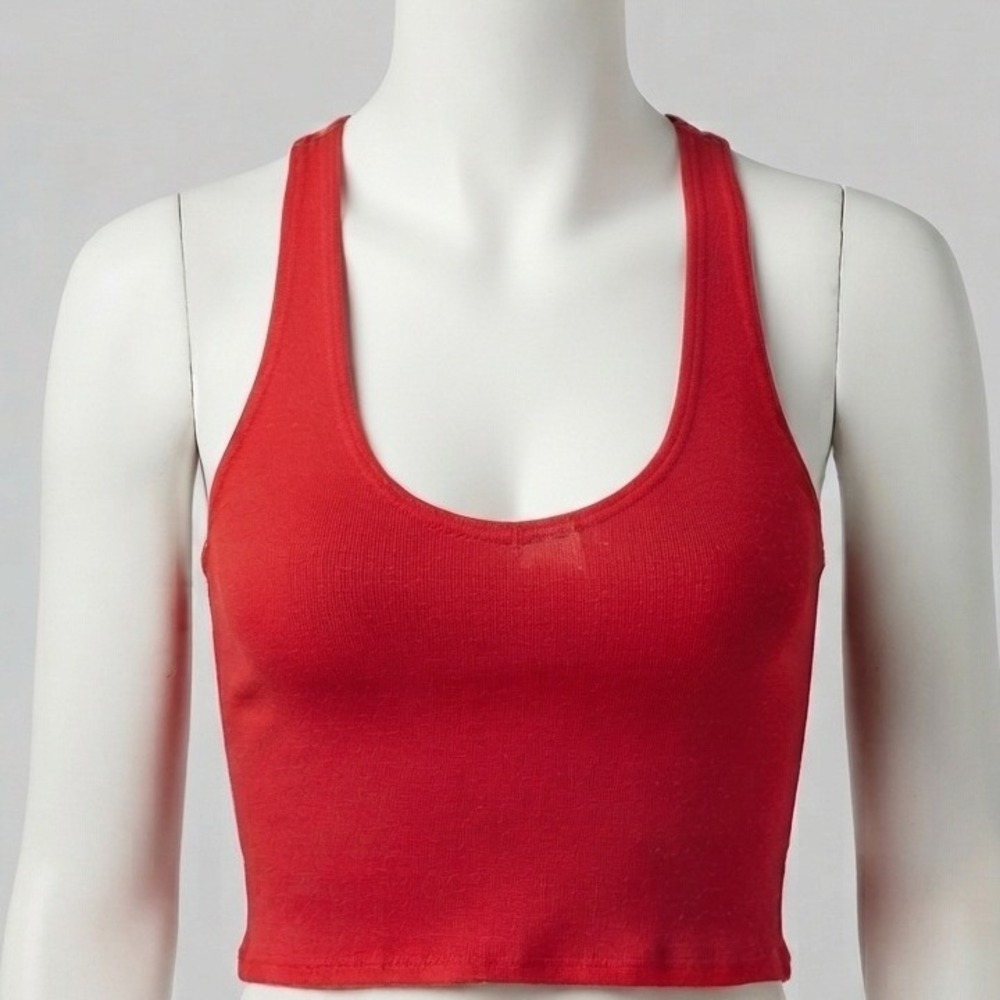 Vintage 90s Dashers Womens Red Racerback Tank Top Medium Cotton Spandex Cropped